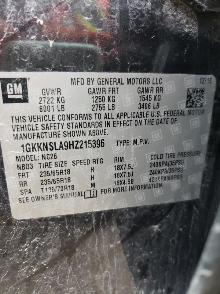 Photo 10 from auction – 2017 GMC ACADIA SLE with VIN 1GKKNSLA9HZ215396