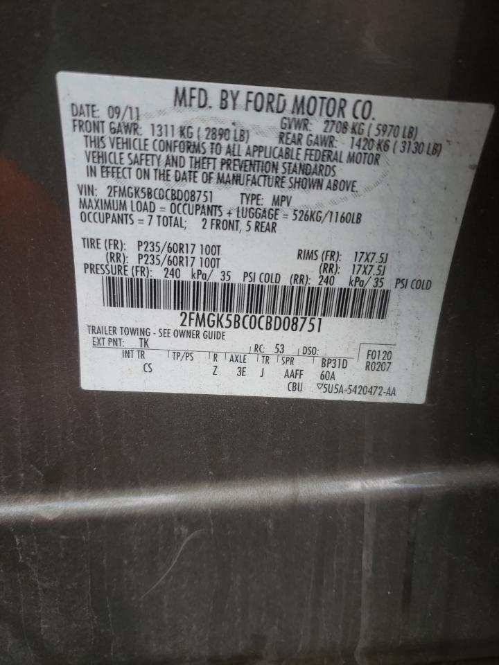 Photo 10 from auction – 2012 FORD FLEX SE with VIN 2FMGK5BC0CBD08751