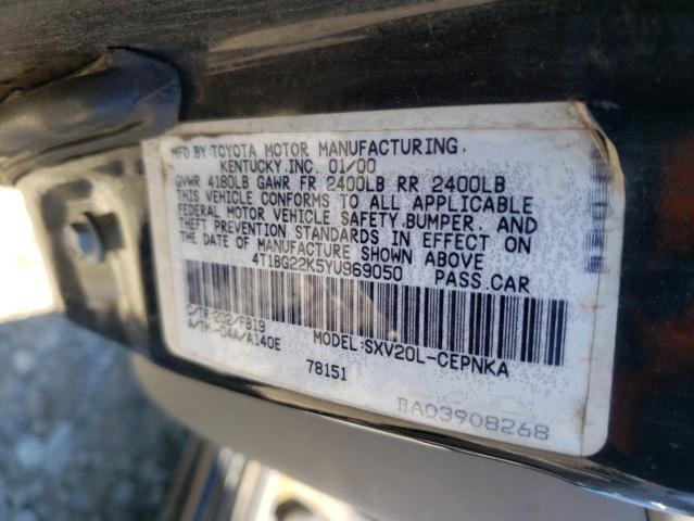 Photo 10 from auction – 2000 TOYOTA CAMRY CE with VIN 4T1BG22K5YU969050