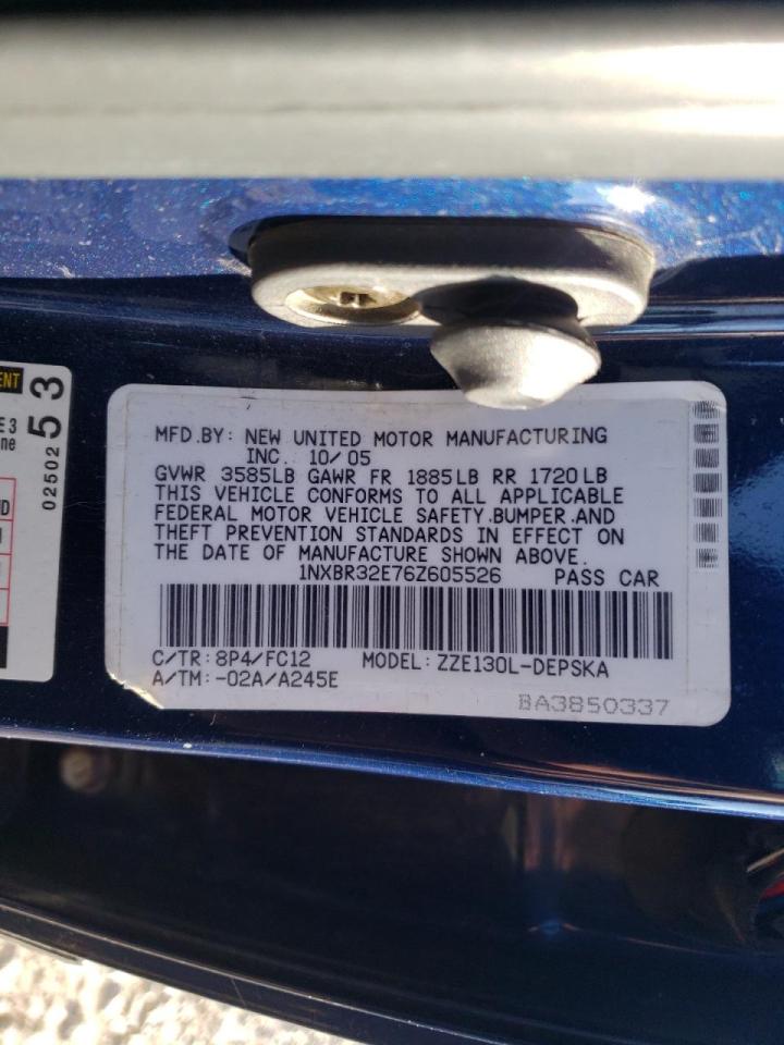 Photo 10 from auction – 2006 TOYOTA COROLLA CE with VIN 1NXBR32E76Z605526