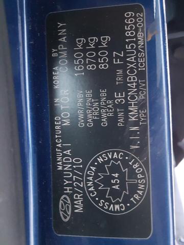 Photo 10 from auction – 2010 HYUNDAI ACCENT GLS with VIN KMHCN4BCXAU518569