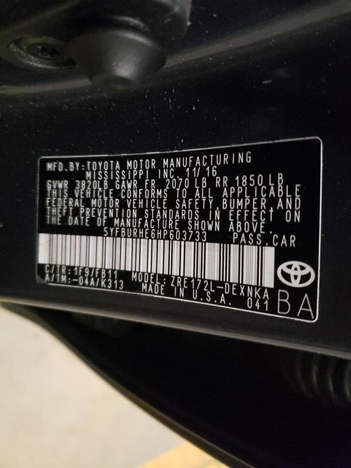 Photo 10 from auction – 2017 TOYOTA COROLLA L with VIN 5YFBURHE6HP603733