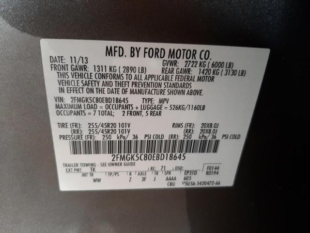 Photo 10 from auction – 2014 FORD FLEX SEL with VIN 2FMGK5C80EBD18645