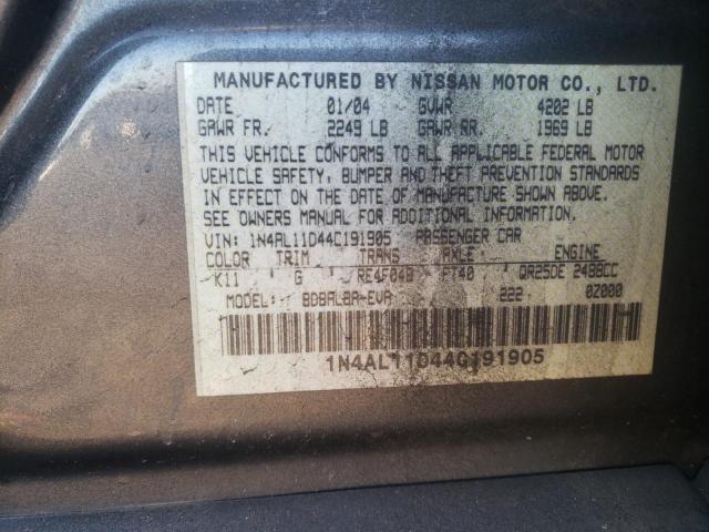 Photo 10 from auction – 2004 NISSAN ALTIMA with VIN 1N4AL11D44C191905