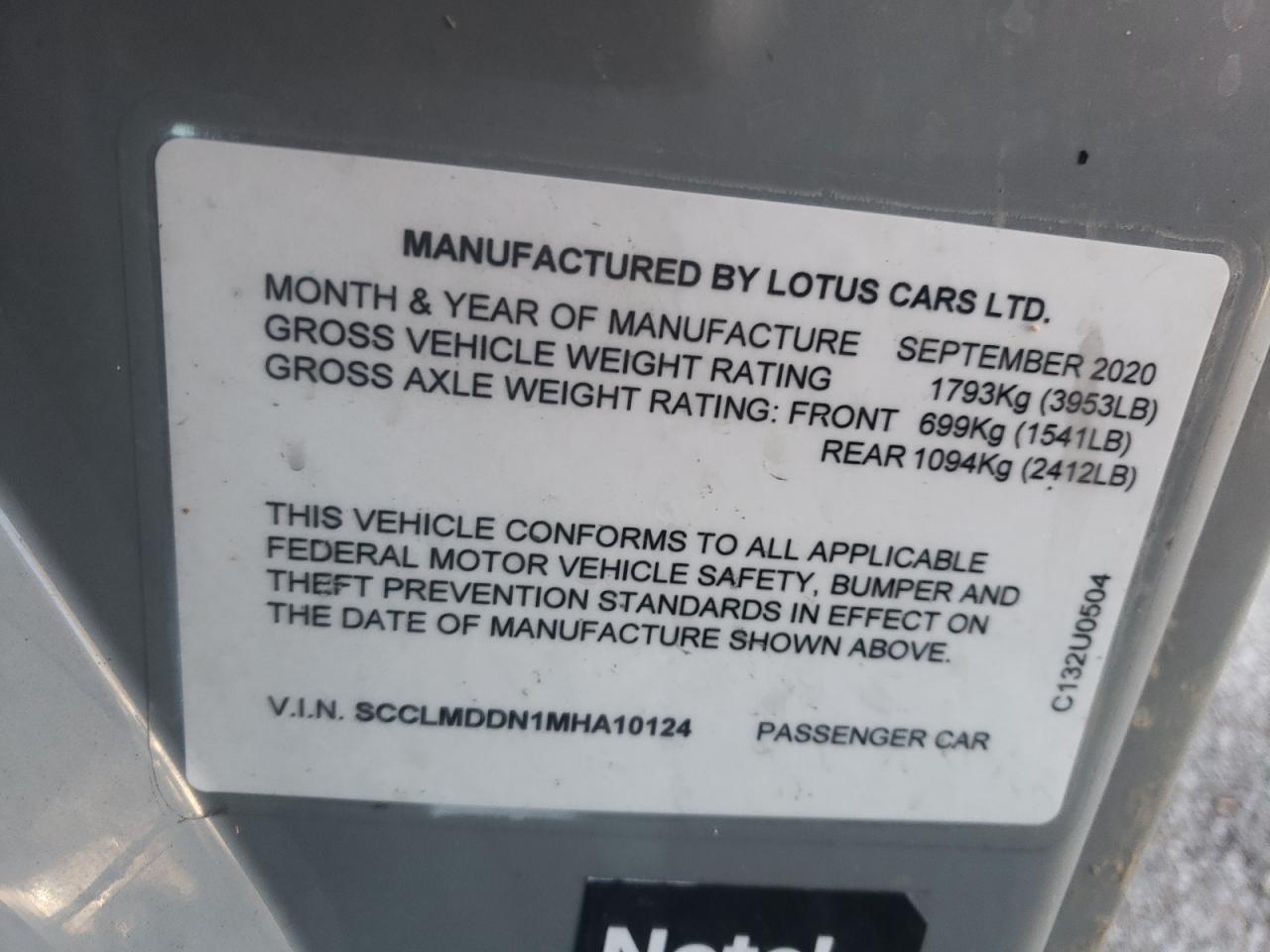 Photo 10 from auction – 2021 LOTUS EVORA GT with VIN SCCLMDDN1MHA10124