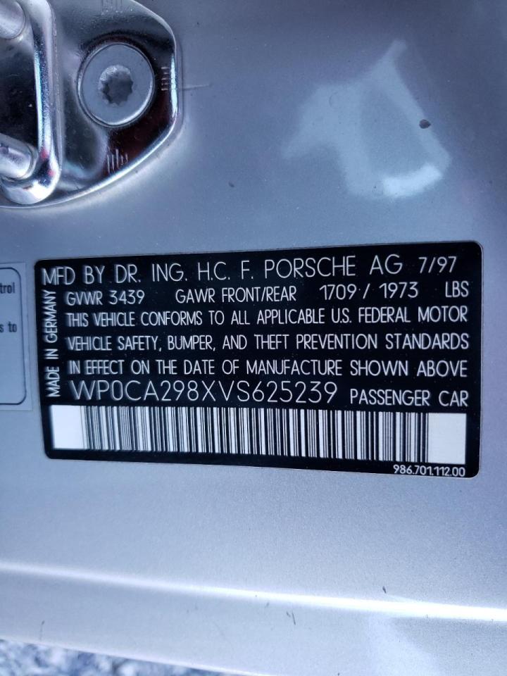 Photo 10 from auction – 1997 PORSCHE BOXSTER with VIN WP0CA298XVS625239