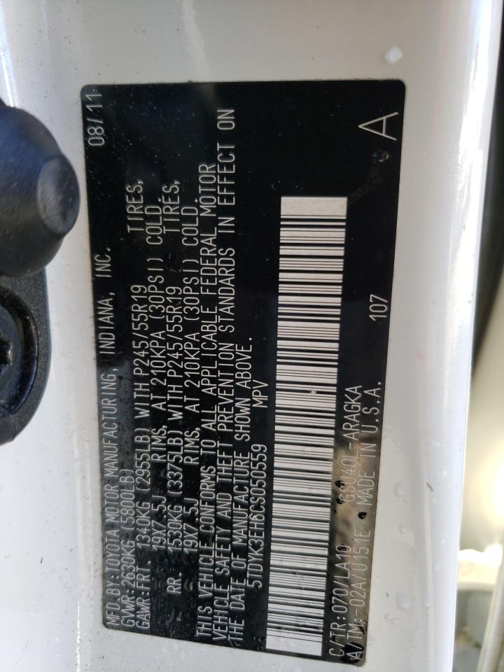 Photo 10 from auction – 2012 TOYOTA HIGHLANDER with VIN 5TDYK3EH6CS050559