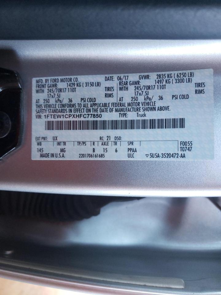 Photo 10 from auction – 2017 FORD F150 SUPER with VIN 1FTEW1CPXHFC77850
