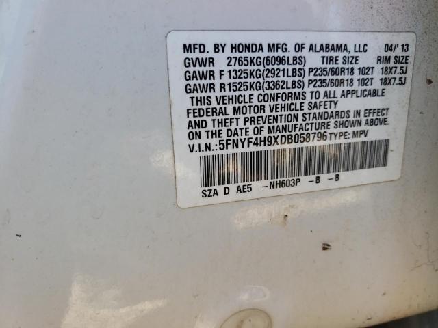 Photo 10 from auction – 2013 HONDA PILOT TOUR with VIN 5FNYF4H9XDB058796