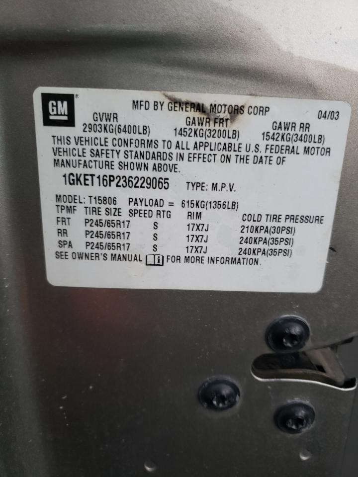 Photo 10 from auction – 2003 GMC ENVOY XL with VIN 1GKET16P236229065