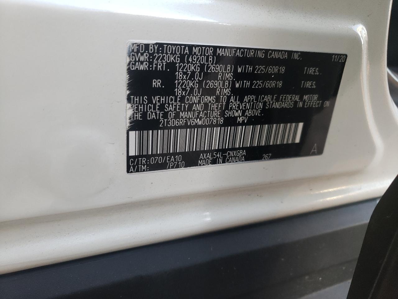 Photo 10 from auction – 2021 TOYOTA RAV4 LIMIT with VIN 2T3D6RFV6MW007818