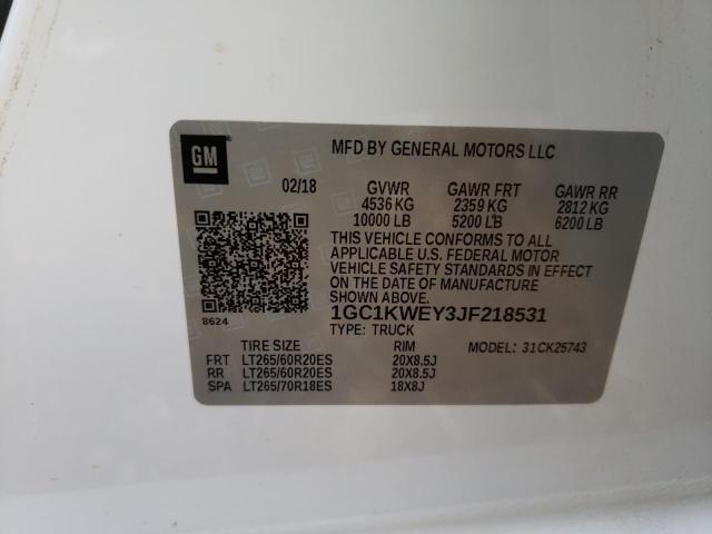 Photo 10 from auction – 2018 CHEVROLET SILVERADO with VIN 1GC1KWEY3JF218531