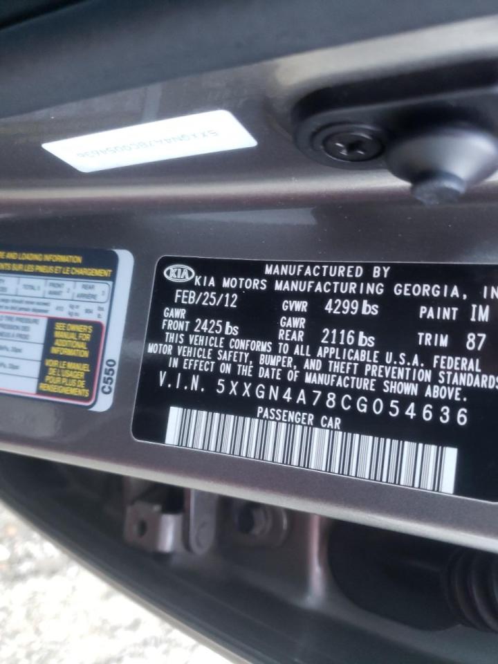 Photo 10 from auction – 2012 KIA OPTIMA EX with VIN 5XXGN4A78CG054636