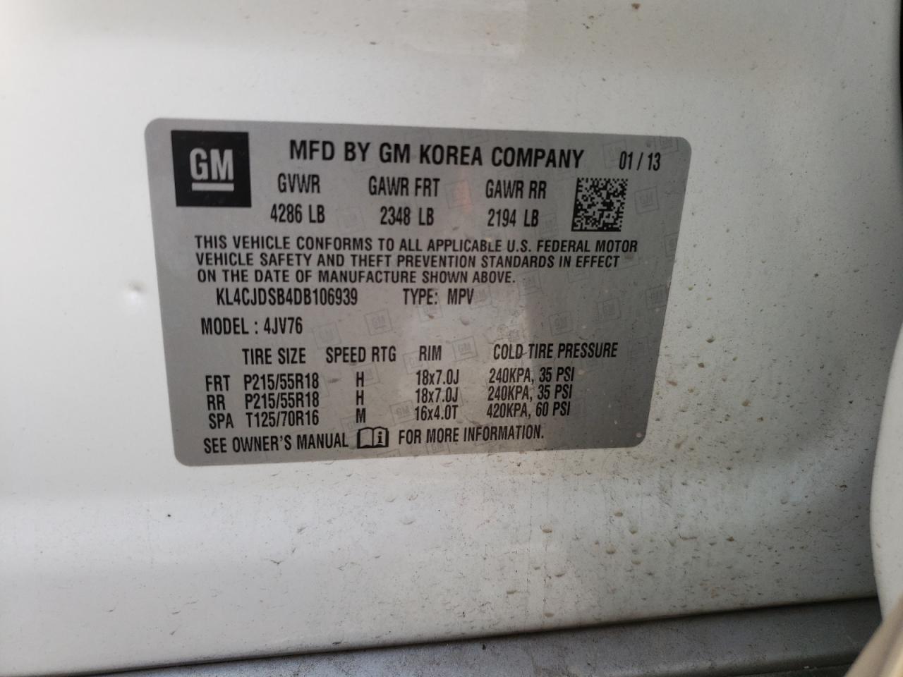 Photo 10 from auction – 2013 BUICK ENCORE PRE with VIN KL4CJDSB4DB106939