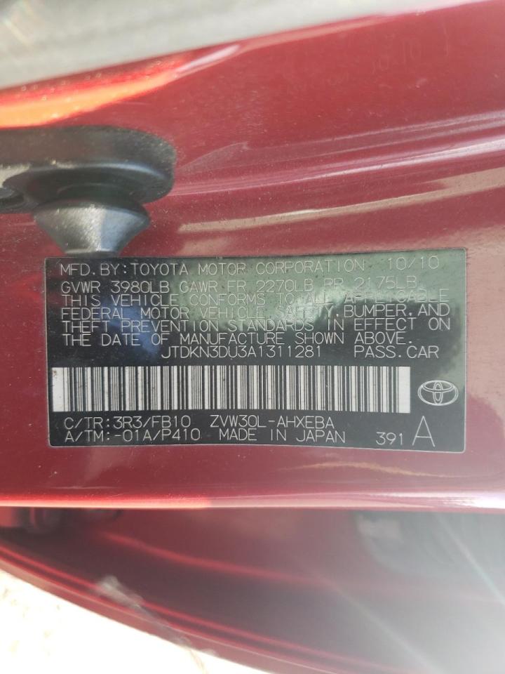 Photo 10 from auction – 2010 TOYOTA PRIUS with VIN JTDKN3DU3A1311281