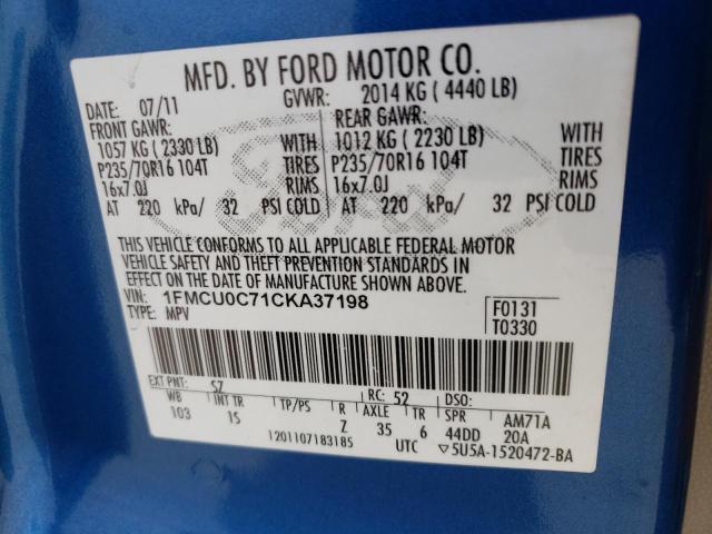 Photo 10 from auction – 2012 FORD ESCAPE XLS with VIN 1FMCU0C71CKA37198