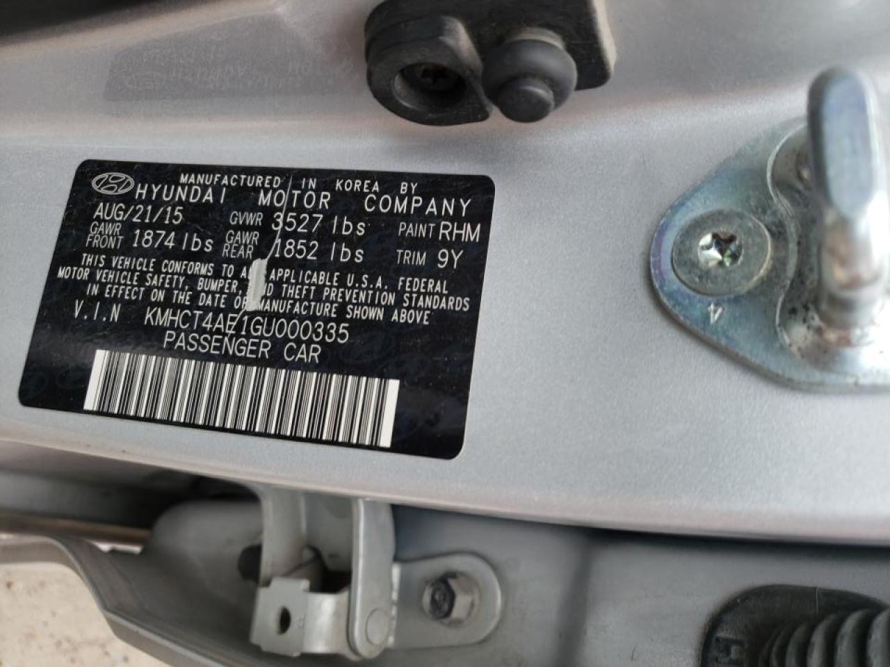Photo 10 from auction – 2016 HYUNDAI ACCENT SE with VIN KMHCT4AE1GU000335