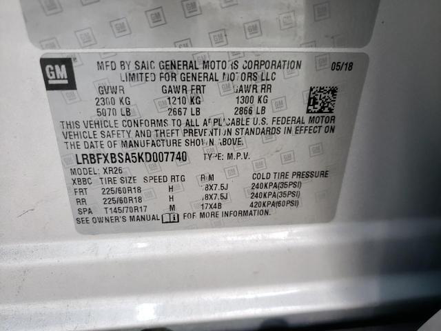 Photo 10 from auction – 2019 BUICK ENVISION P with VIN LRBFXBSA5KD007740