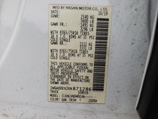 Photo 10 from auction – 2019 NISSAN FRONTIER S with VIN 1N6AD0EV2KN871286