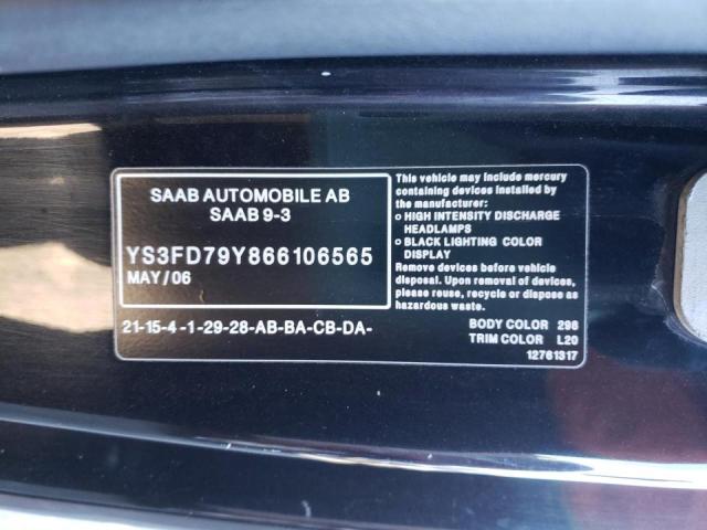 Photo 10 from auction – 2006 SAAB 9-3 with VIN YS3FD79Y866106565
