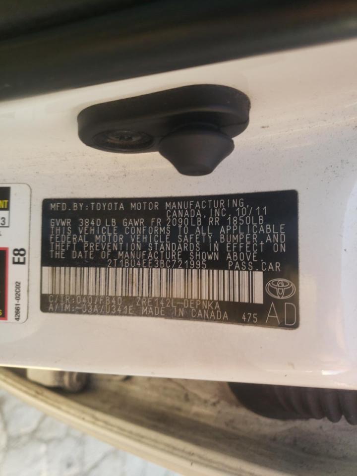 Photo 10 from auction – 2011 TOYOTA COROLLA BA with VIN 2T1BU4EE3BC721995