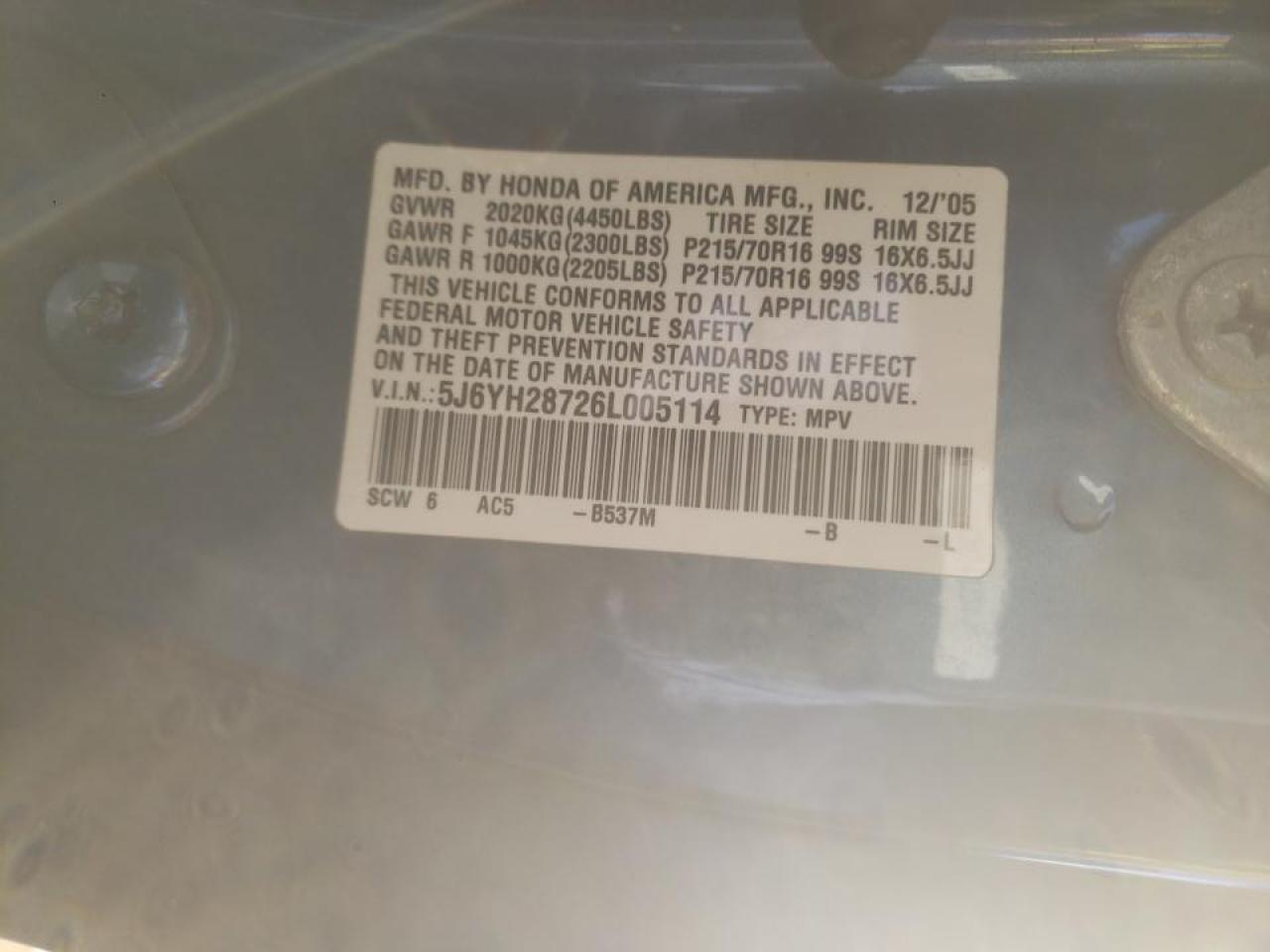 Photo 10 from auction – 2006 HONDA ELEMENT with VIN 5J6YH28726L005114