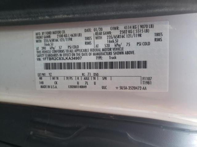 Photo 10 from auction – 2020 FORD TRANSIT T- with VIN 1FTBR2C83LKA34907