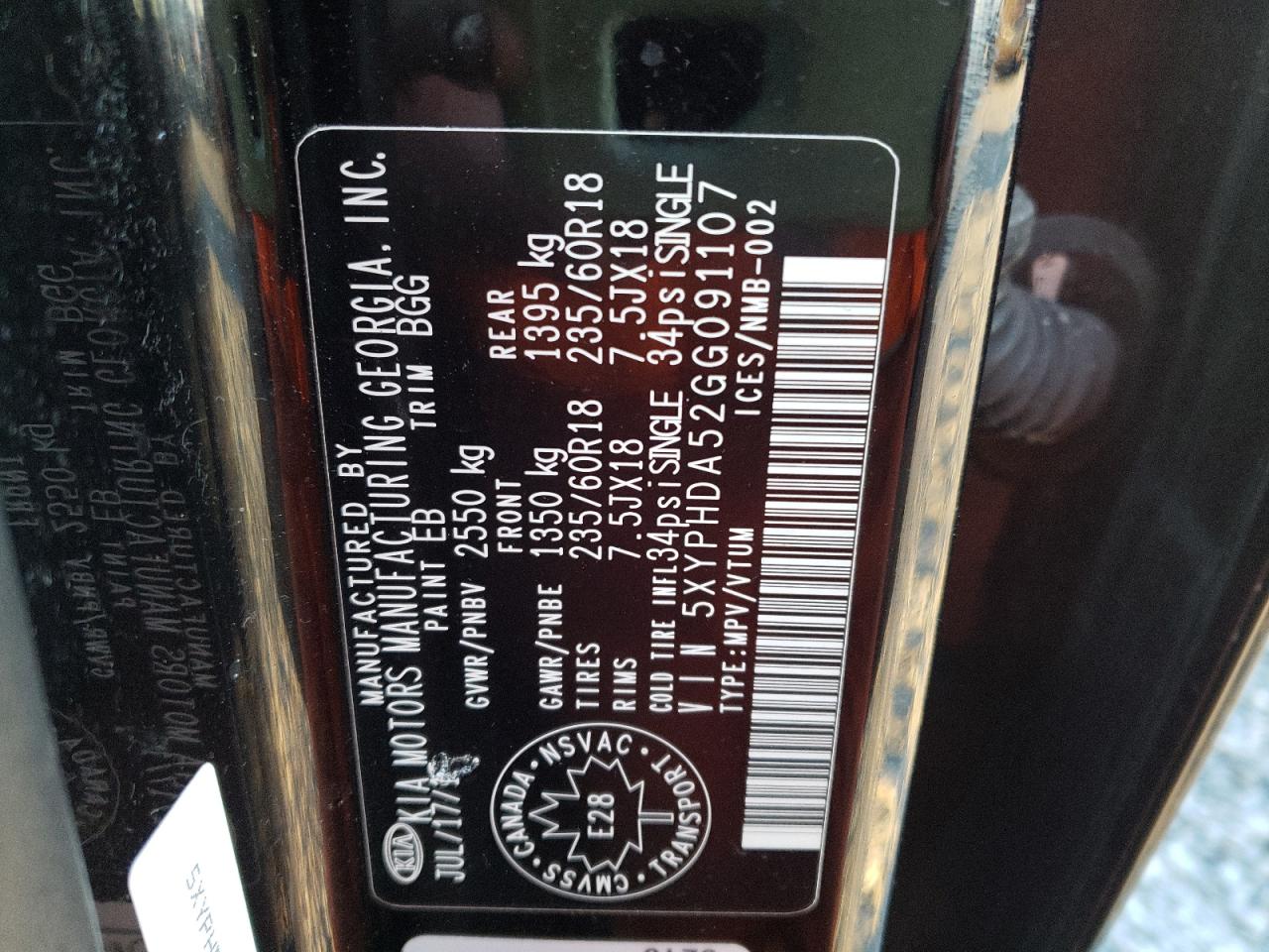 صورة رقم 10 من المزاد - 2016 KIA SORENTO EX مع VIN 5XYPHDA52GG091107