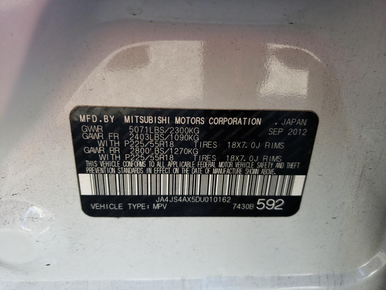 Photo 10 from auction – 2013 MITSUBISHI OUTLANDER with VIN JA4JS4AX5DU010162