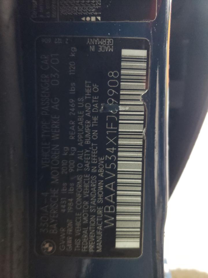 Photo 10 from auction – 2001 BMW 330 I with VIN WBAAV534X1FJ69908
