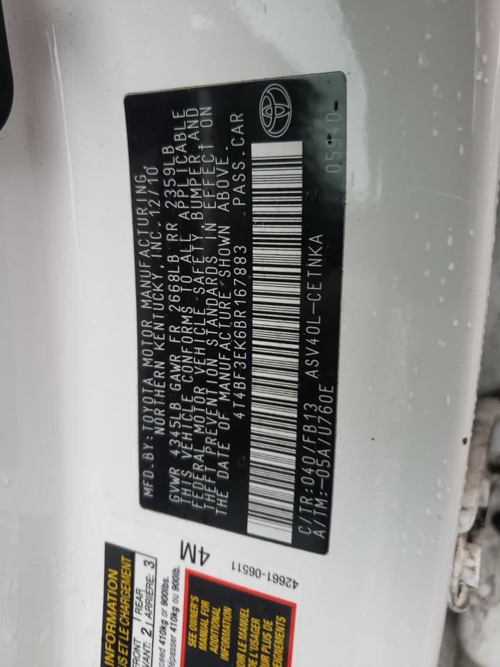 Photo 10 from auction – 2011 TOYOTA CAMRY BASE with VIN 4T4BF3EK6BR167883