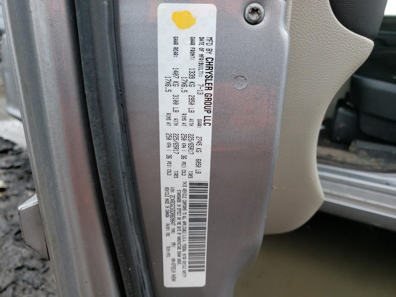 Photo 10 from auction – 2013 DODGE GRAND CARA with VIN 2C4RDGCG5DR820647
