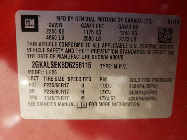 Photo 10 from auction – 2013 GMC TERRAIN SL with VIN 2GKALSEK8D6256115