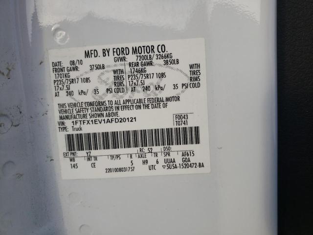 Photo 10 from auction – 2010 FORD F150 SUPER with VIN 1FTFX1EV1AFD20121