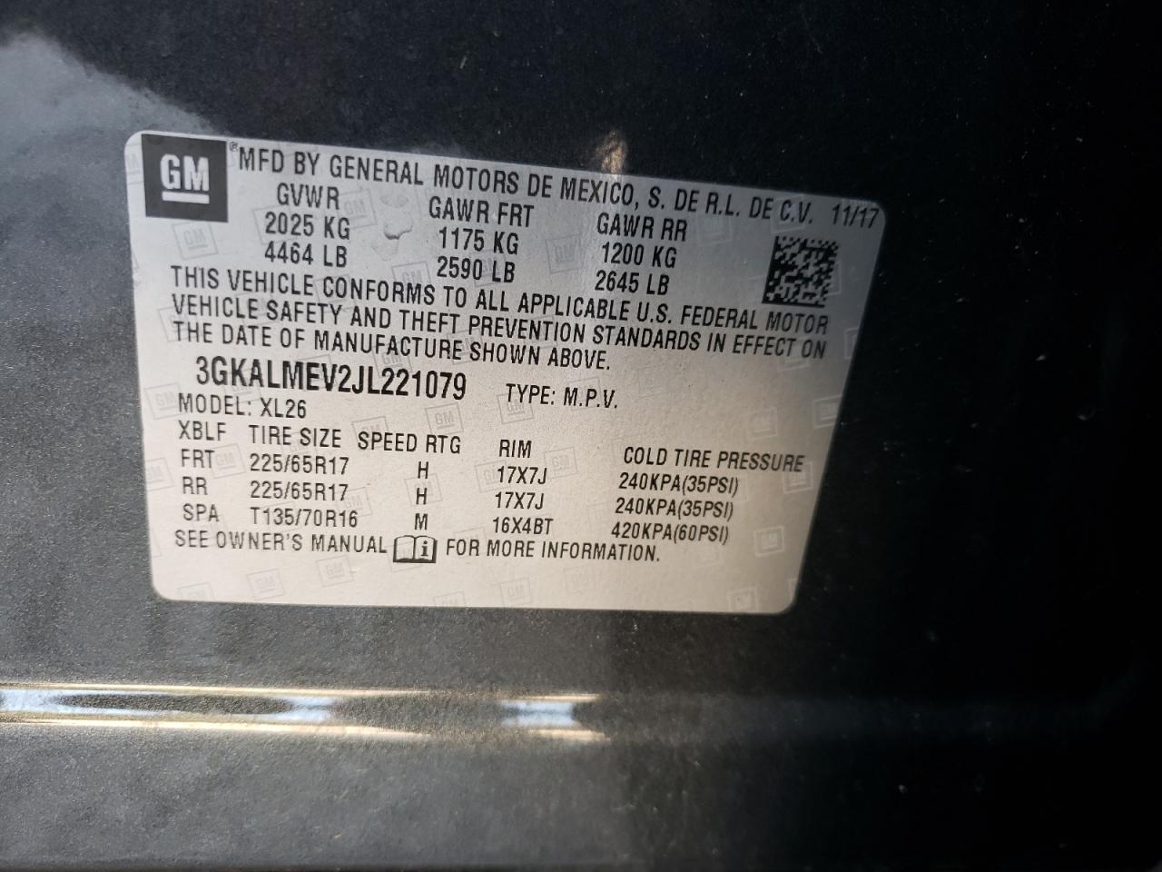 Photo 10 from auction – 2018 GMC TERRAIN SL with VIN 3GKALMEV2JL221079