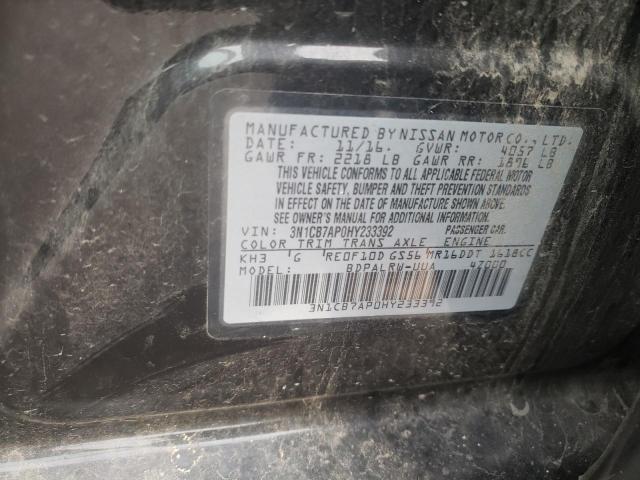Photo 10 from auction – 2017 NISSAN SENTRA SR with VIN 3N1CB7AP0HY233392