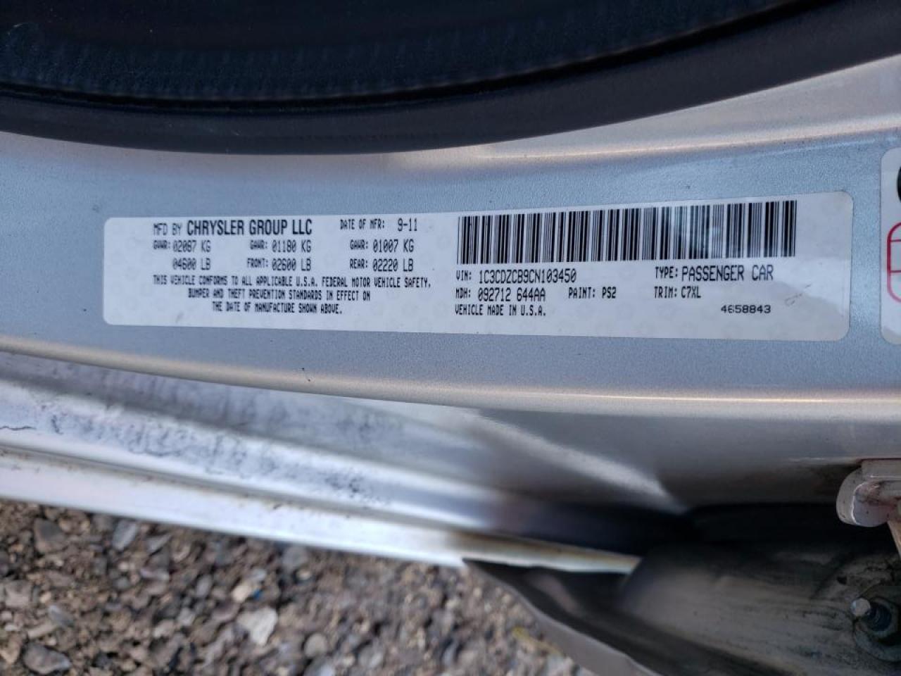 Photo 10 from auction – 2012 DODGE AVENGER SX with VIN 1C3CDZCB9CN103450