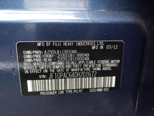 Photo 10 from auction – 2013 SUBARU IMPREZA PR with VIN JF1GPAC64DH201672