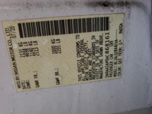 Photo 10 from auction – 2010 NISSAN MAXIMA S with VIN 1N4AA5AP0AC868161