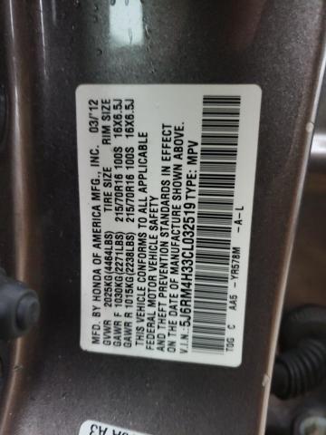 Photo 10 from auction – 2012 HONDA CR-V LX with VIN 5J6RM4H33CL032519