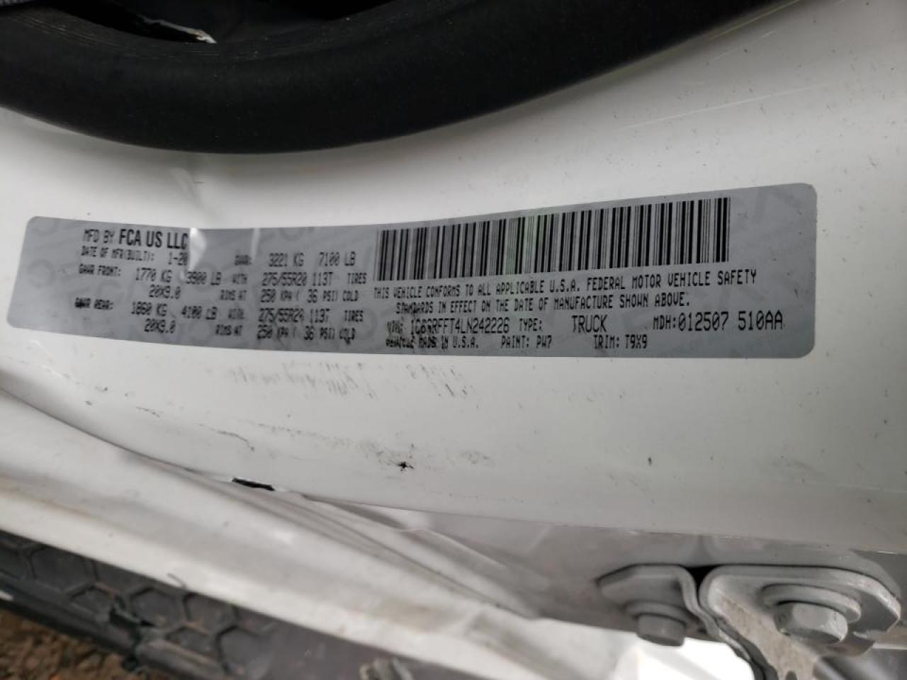 Photo 10 from auction – 2020 RAM 1500 BIG H with VIN 1C6SRFFT4LN242226