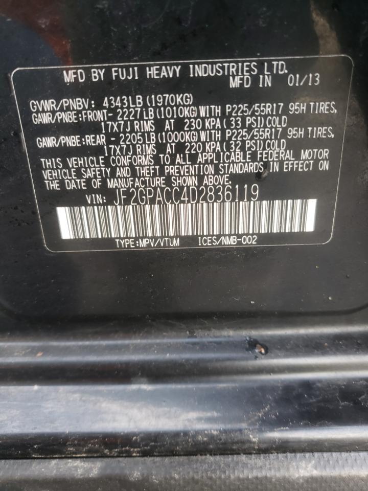 Photo 10 from auction – 2013 SUBARU XV CROSSTR with VIN JF2GPACC4D2836119