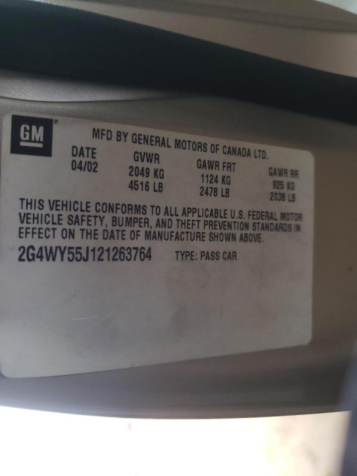 Photo 10 from auction – 2002 BUICK CENTURY LI with VIN 2G4WY55J121263764