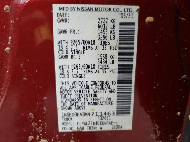Photo 10 from auction – 2021 NISSAN FRONTIER S with VIN 1N6ED0EA8MN711463
