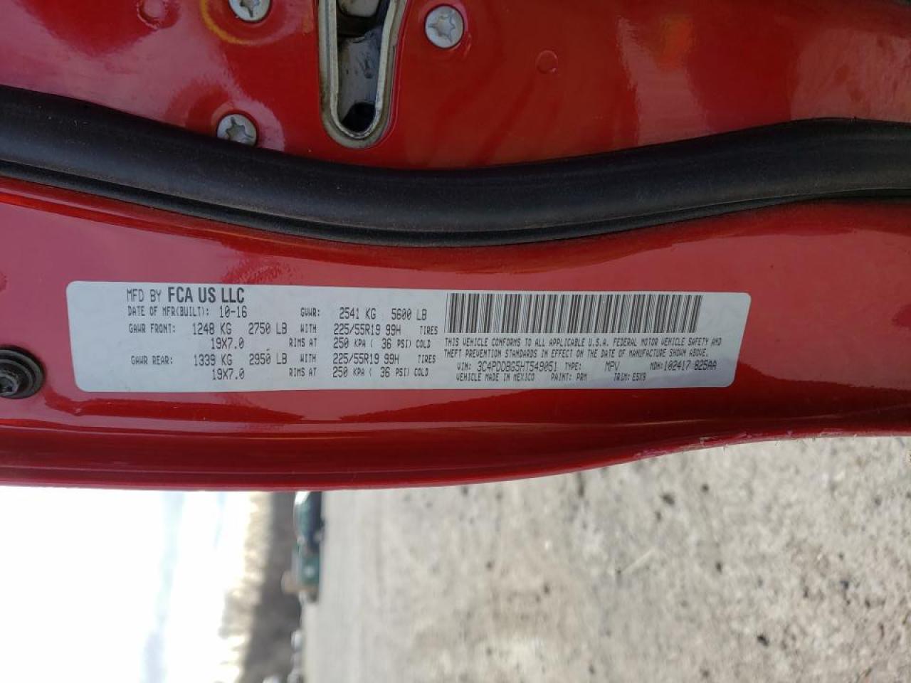 Photo 10 from auction – 2017 DODGE JOURNEY SX with VIN 3C4PDDBG5HT549051