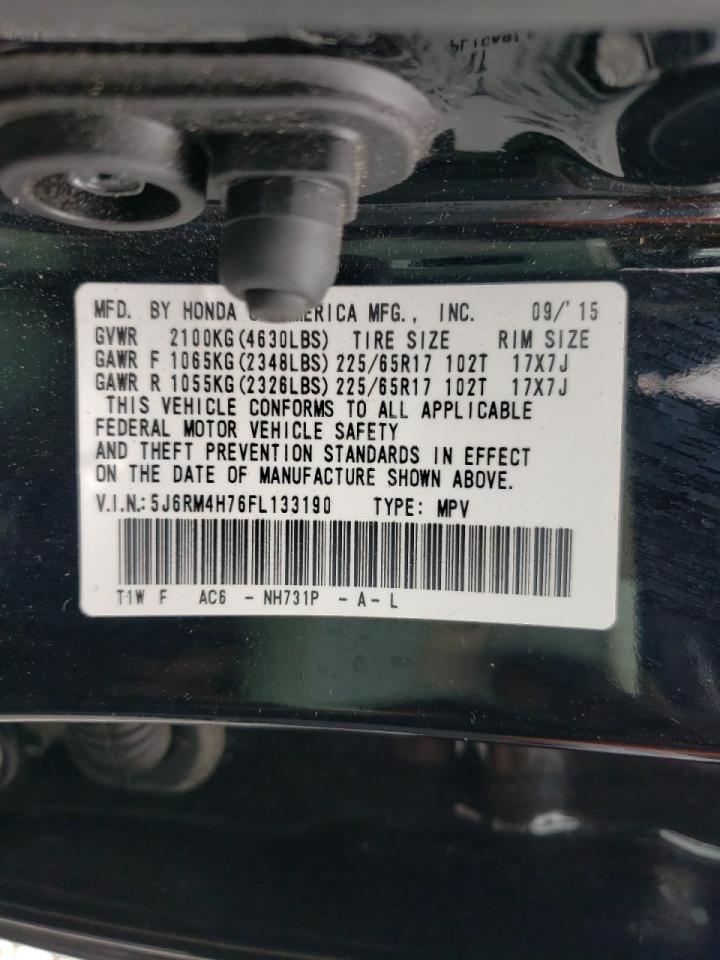 Photo 10 from auction – 2015 HONDA CR-V EXL with VIN 5J6RM4H76FL133190
