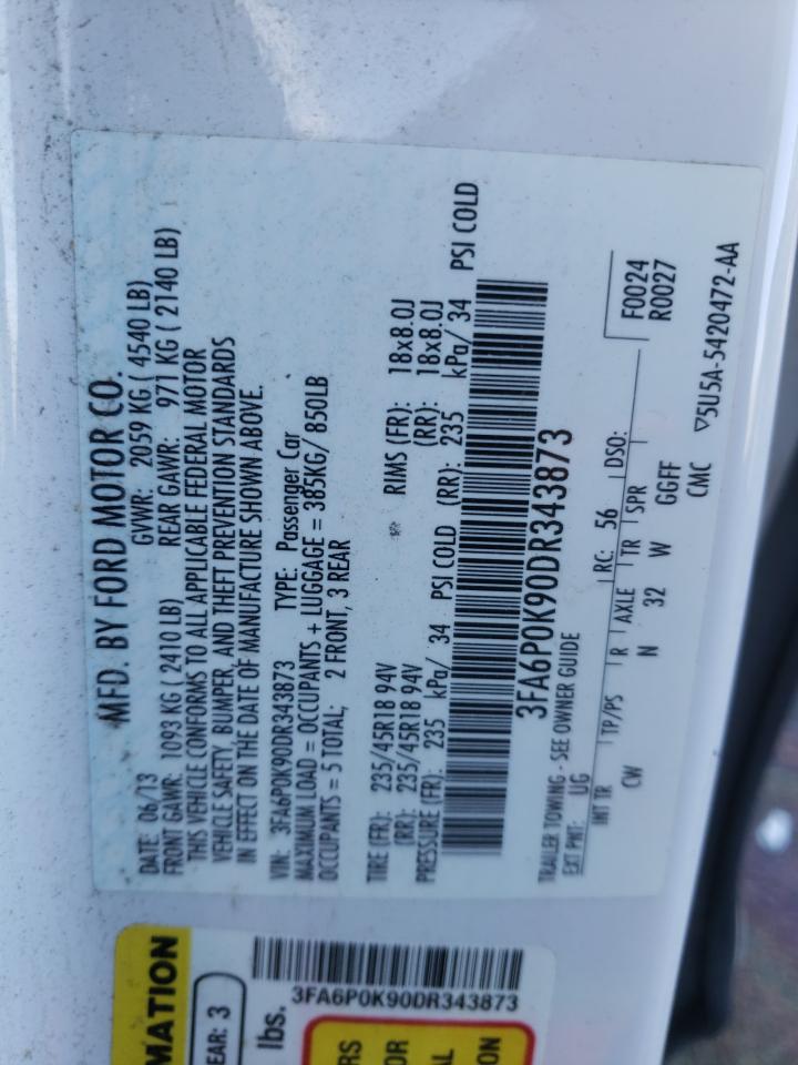 Photo 10 from auction – 2013 FORD FUSION TIT with VIN 3FA6P0K90DR343873