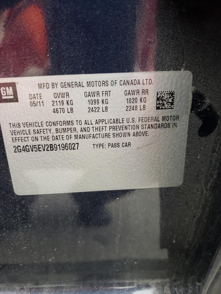 Photo 10 from auction – 2011 BUICK REGAL CXL with VIN 2G4GV5EV2B9196027