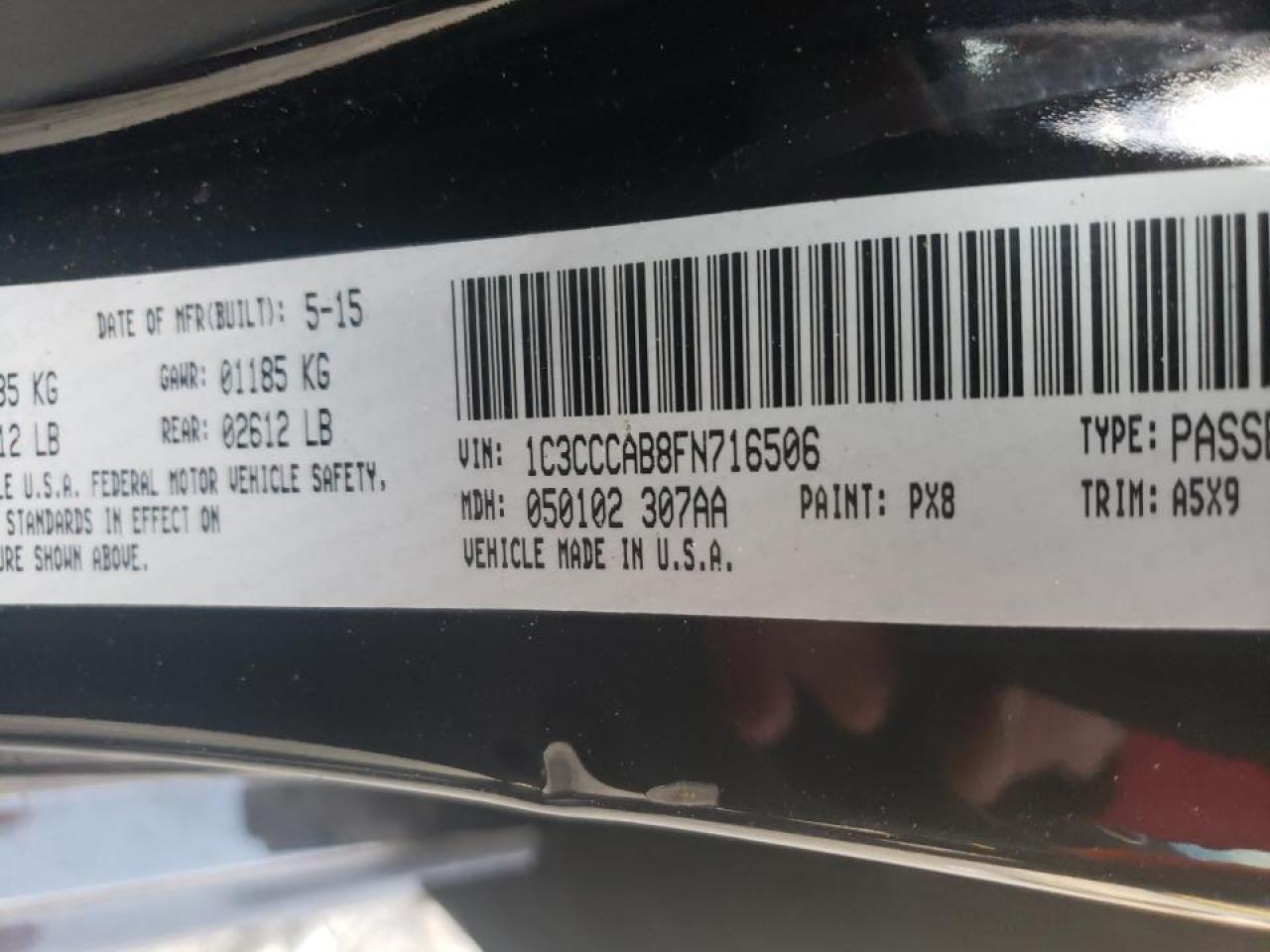 Photo 10 from auction – 2015 CHRYSLER 200 LIMITE with VIN 1C3CCCAB8FN716506