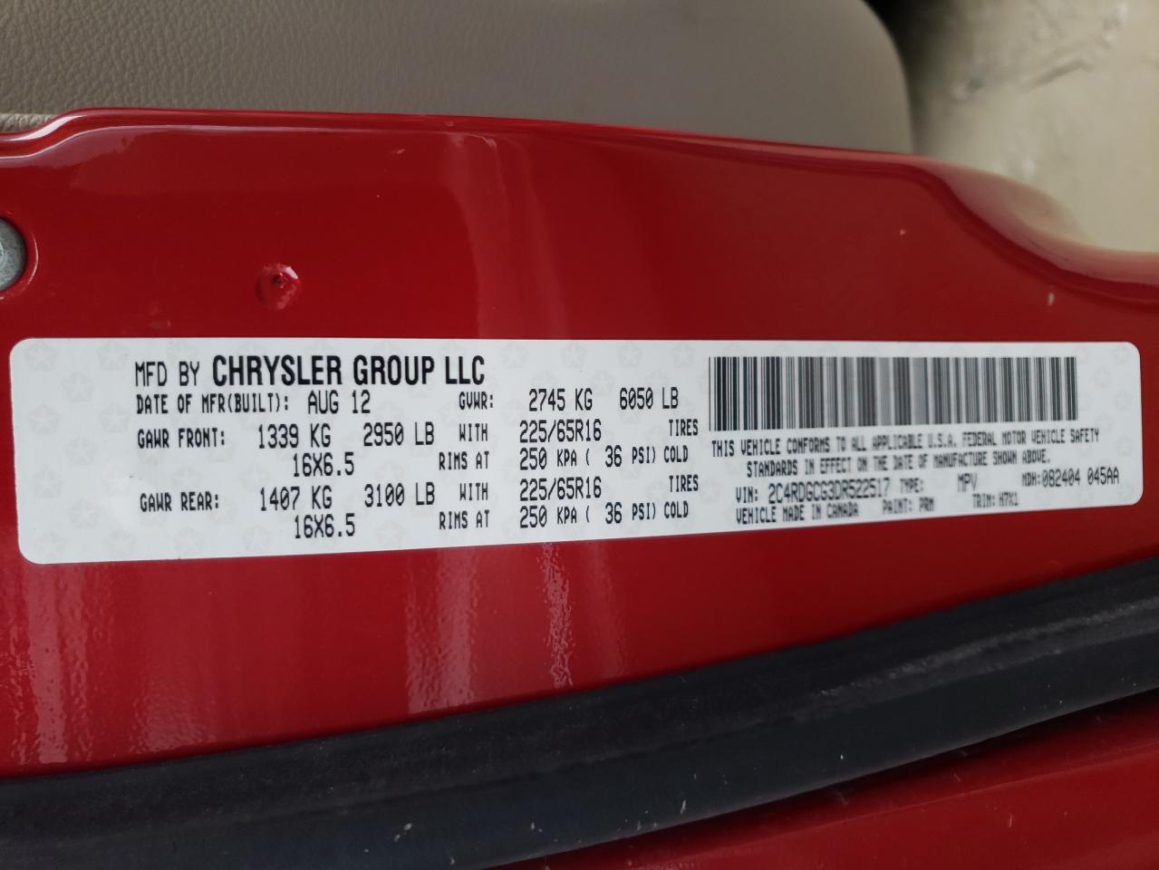 Photo 10 from auction – 2013 DODGE GRAND CARA with VIN 2C4RDGCG3DR522517